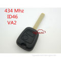 434Mhz remote key 2button ID46 chip VA2 blade car control for Citroen